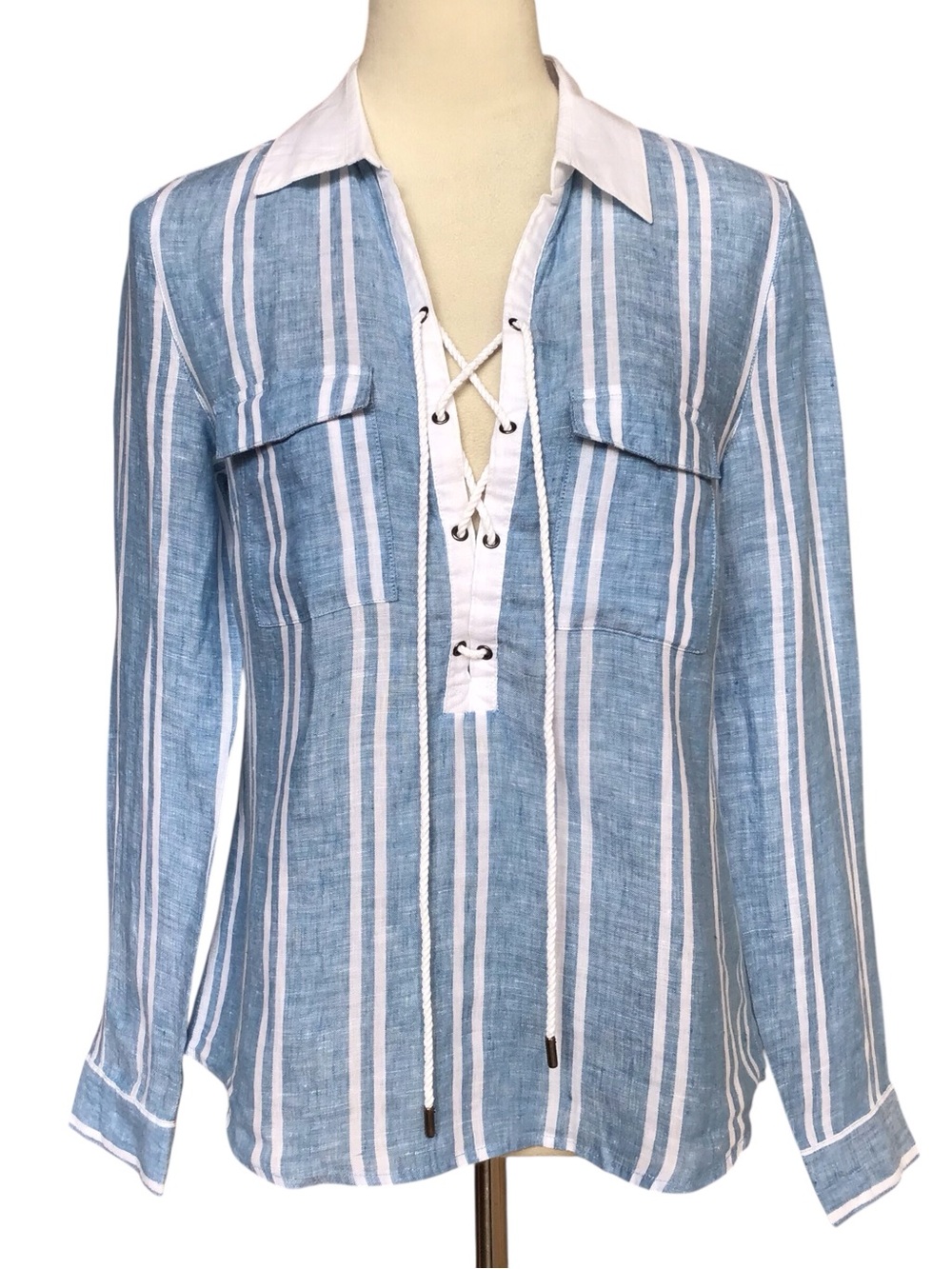 Island Company Striped Linen Long Sleeve Tunic